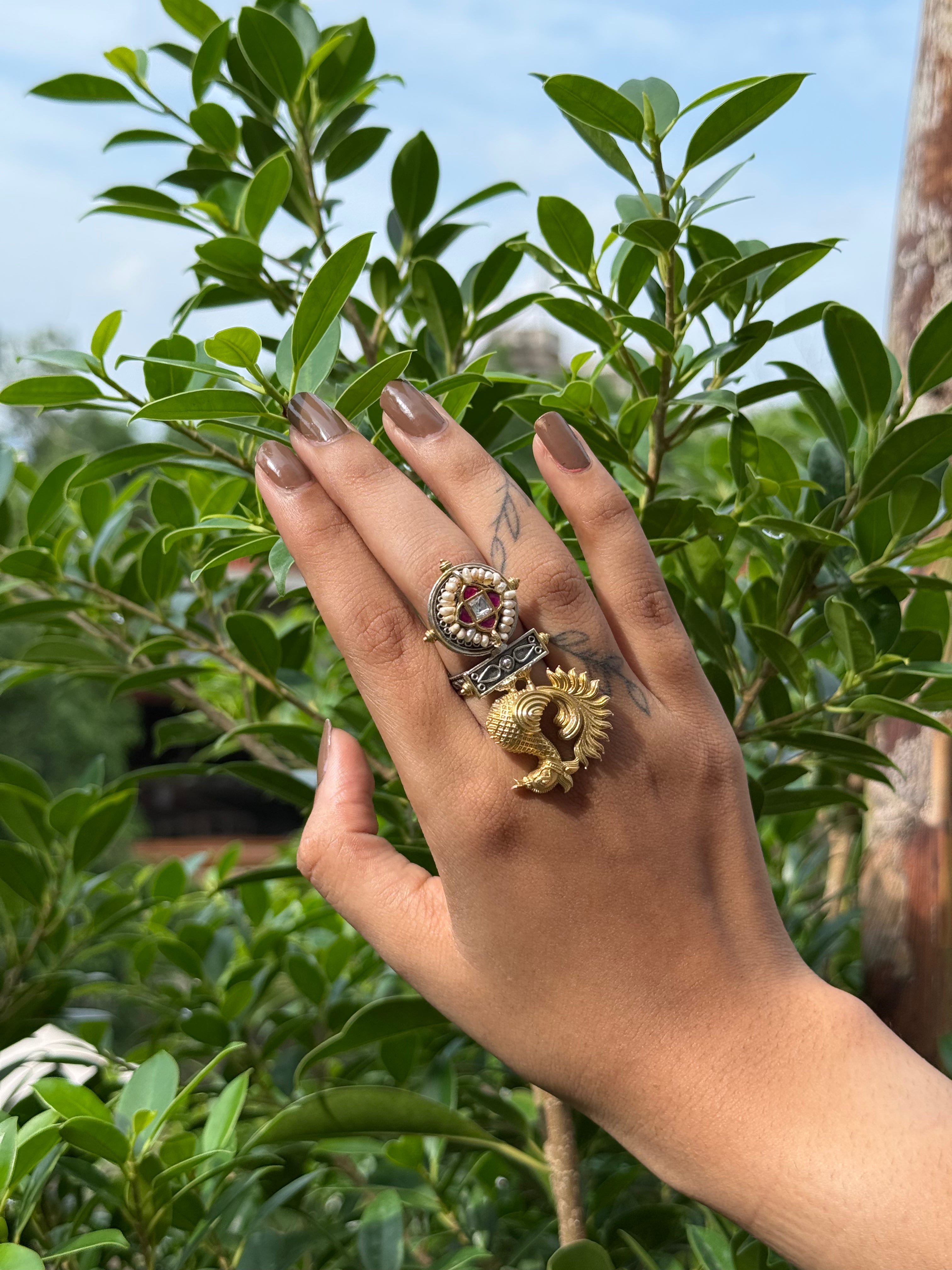 Silver Cocktail Bird Ring
